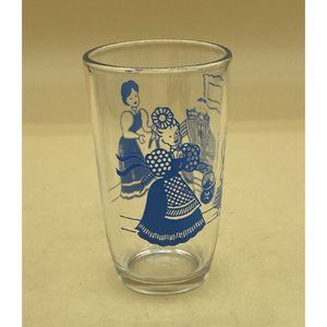 Vintage 1950s Kraft Swanky Swigs Juice Glass Bustling Betty Blue